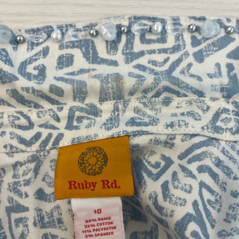 Ruby Rd. Blue and White Patterned Jacket - Picture 3 of 9